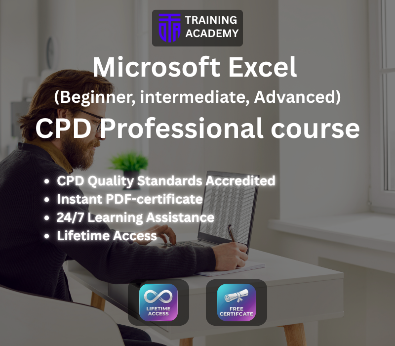 Microsoft Excel - Beginner, intermediate & Advanced - CPD Professional Course Online Training Academy cover art